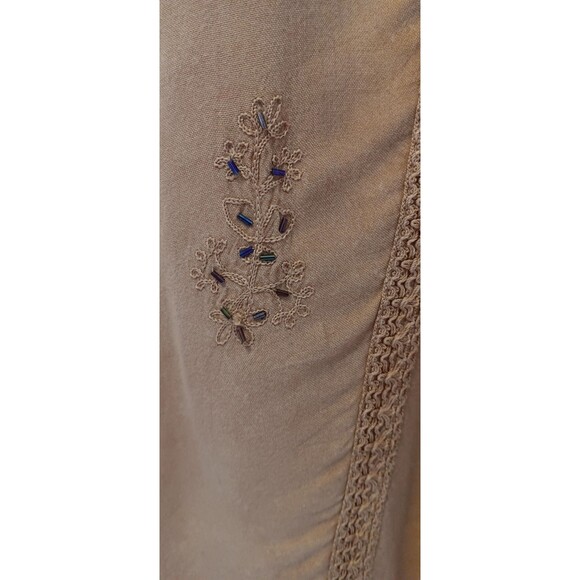 Club Z Collection Khaki Colored Embroiderd Beaded Floral Western Design Skirt, L - Picture 5 of 6